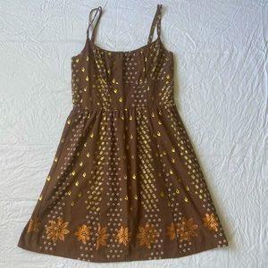 Size 12 Ann Taylor Loft Dress with Spaghetti Straps & gold accents